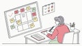 UI UX Designer Working on Web Interface Layout on Computer, vector design Generative AI Royalty Free Stock Photo