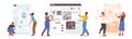 Ui Ux Designers Character Developing Website Interface, Creating Content Layout With Visual Elements Vector Illustration Royalty Free Stock Photo