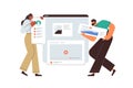 UI UX designers designing web-site, page interface, creating content layout with visual elements. Tiny people making Royalty Free Stock Photo