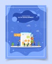 ui ux development concept people programmer designer developer computer wireframe display for template of banners, flyer, books Royalty Free Stock Photo