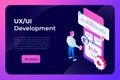 UI UX development landing page concept. UI designer or programmer creating structure of information blocks in the Royalty Free Stock Photo