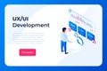 UI UX development landing page concept. UI designer or programmer creating structure of information blocks in the Royalty Free Stock Photo