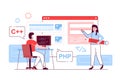 UI UX Programming concept in flat line design. Vector illustration Royalty Free Stock Photo