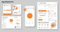 UI UX wireframe design showcasing a mobile app interface. Multiple panels display Royalty Free Stock Photo