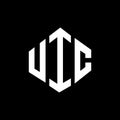 UIC letter logo design with polygon shape. UIC polygon and cube shape logo design. UIC hexagon vector logo template white and Royalty Free Stock Photo