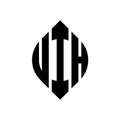 UIH circle letter logo design with circle and ellipse shape. UIH ellipse letters with typographic style. The three initials form a Royalty Free Stock Photo