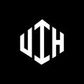UIH letter logo design with polygon shape. UIH polygon and cube shape logo design. UIH hexagon vector logo template white and Royalty Free Stock Photo