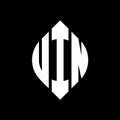 UIN circle letter logo design with circle and ellipse shape. UIN ellipse letters with typographic style. The three initials form a Royalty Free Stock Photo