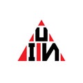 UIN triangle letter logo design with triangle shape. UIN triangle logo design monogram. UIN triangle vector logo template with red Royalty Free Stock Photo