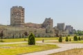 Uins of ancient fortress wall of the Emperor Theodosius in the center of Istanbul. Turkey