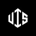 UIS letter logo design with polygon shape. UIS polygon and cube shape logo design. UIS hexagon vector logo template white and Royalty Free Stock Photo