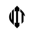 UIT circle letter logo design with circle and ellipse shape. UIT ellipse letters with typographic style. The three initials form a Royalty Free Stock Photo