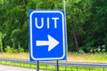 Uit, Dutch motorway traffic signs Royalty Free Stock Photo