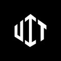 UIT letter logo design with polygon shape. UIT polygon and cube shape logo design. UIT hexagon vector logo template white and Royalty Free Stock Photo
