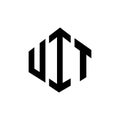 UIT letter logo design with polygon shape. UIT polygon and cube shape logo design. UIT hexagon vector logo template white and Royalty Free Stock Photo