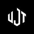 UJT letter logo design with polygon shape. UJT polygon and cube shape logo design. UJT hexagon vector logo template white and Royalty Free Stock Photo