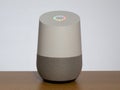 UK, April 2020: Google home smart voice assistant in studio setting
