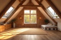 UK attic room modern loft conversion interior in apartment concept Royalty Free Stock Photo