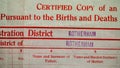 UK Birth Certificate Royalty Free Stock Photo