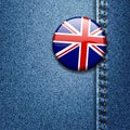 UK British Flag Badge on Denim Fabric Texture