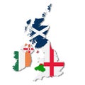 UK British Isles flag map on white background 3d illustration with clipping path Royalty Free Stock Photo