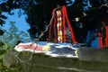 A UK Canal boat reflected in the River Stort