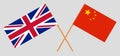 The UK and China. British and Chinese flags