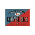 UK cities retro greetings from Edinburgh Vintage sign. Travel destinations theme on old rusty background.