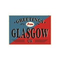 UK cities retro greetings from Glasgow Vintage sign. Travel destinations theme on old rusty background.