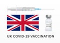 UK COVID-19 Vaccination. First Covid-19 Vaccination Campaign in the World - in the United Kingdom. Concept of Combating Royalty Free Stock Photo