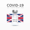 UK COVID-19 Vaccination. First Covid-19 Vaccination Campaign in the World - in the United Kingdom. Vial with COVID-19 Vaccine in Royalty Free Stock Photo