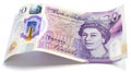 New UK Money Twenty Pound Note  20 Pounds Royalty Free Stock Photo