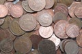 British one and two pence coins laying piled on top of each other