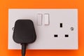 UK electrical wall socket outlet and plug Royalty Free Stock Photo