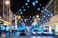 Uk, England, London Oxford street shops Christmas illumination lights New 2015 Year