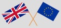 UK and EU. The British and European Union flags. Official colors. Correct proportion. Vector Royalty Free Stock Photo