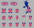 UK flag icon set, British national flag icons, flag of United Kingdom - Union Jack Royalty Free Stock Photo