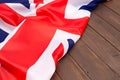 UK flag on wooden background.The place to advertise, template.Relations between States. Royalty Free Stock Photo