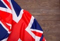 UK flag on wooden background.The place to advertise, template. Royalty Free Stock Photo