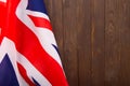 UK flag on wooden background.The place to advertise, template. Royalty Free Stock Photo