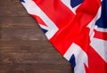 UK flag on wooden background. The place to advertise, template. Royalty Free Stock Photo