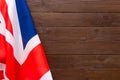 UK flag on wooden background.The place to advertise, template. Royalty Free Stock Photo