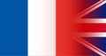 UK and France flags in gradient superimposition. Vector