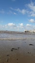 Uk grand pier weston super mare uk gallery sky beach sand waves Royalty Free Stock Photo