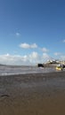 Uk grand pier weston super mare uk gallery sky beach sand waves Royalty Free Stock Photo