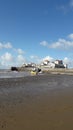Uk grand pier weston super mare uk gallery sky beach sand waves Royalty Free Stock Photo