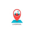 Liverpool city skyline silhouette vector logo illustration Royalty Free Stock Photo