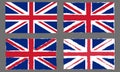 UK grunge flag set. British and England national symbol. Vintage Union Jack. Vector illustration. Royalty Free Stock Photo