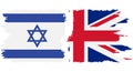 UK and Israel grunge flags connection vector