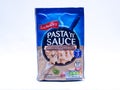 UK, Jan 2020: Batchelors Pasta `n` Sauce gorgonzola and mushroom packet on white background